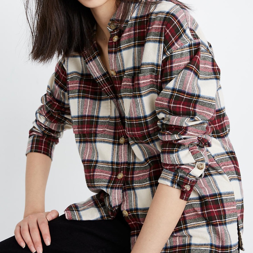 NWT- Madewell Flannel Shirt-Jacket in Tartan Pl…